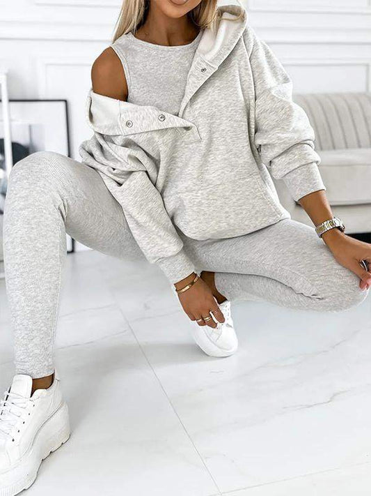 Casual and Comfortable Sweatshirt Three-piece Suit